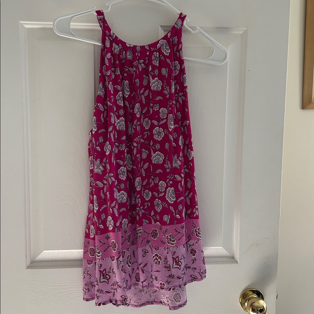 LOFT Fuchsia and Lavender Floral Top